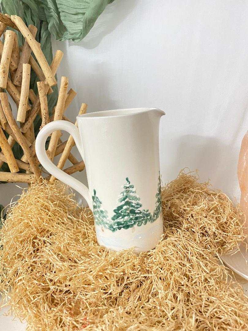 Handcrafted Ceramic Pitcher – Winter Collection | Rustic Elegance for the Seasonal Table