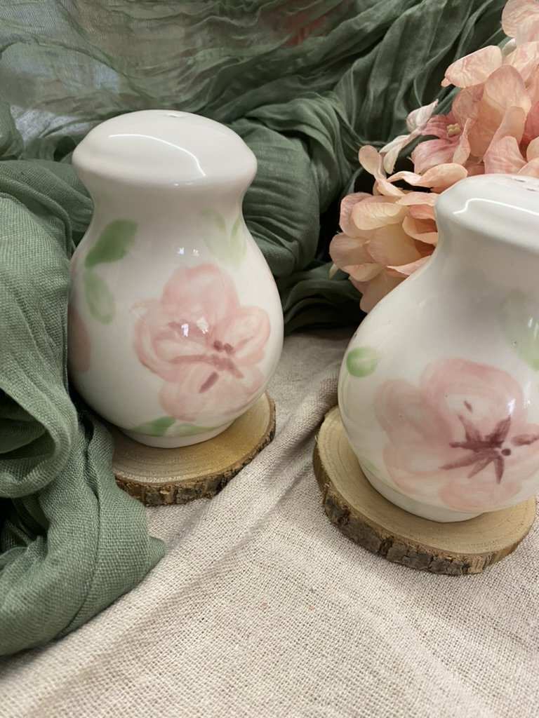 Porta sale e porta pepe Collezione Ciliegio in ceramica bianca