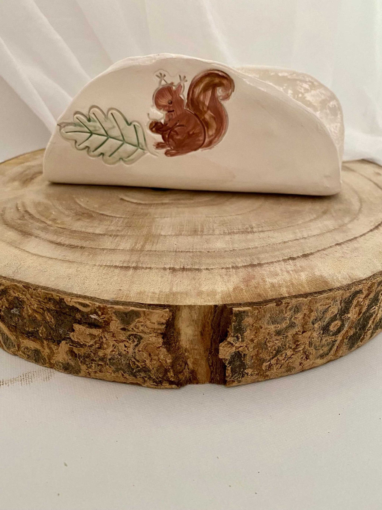 White ceramic napkin holder, Autumn Collection