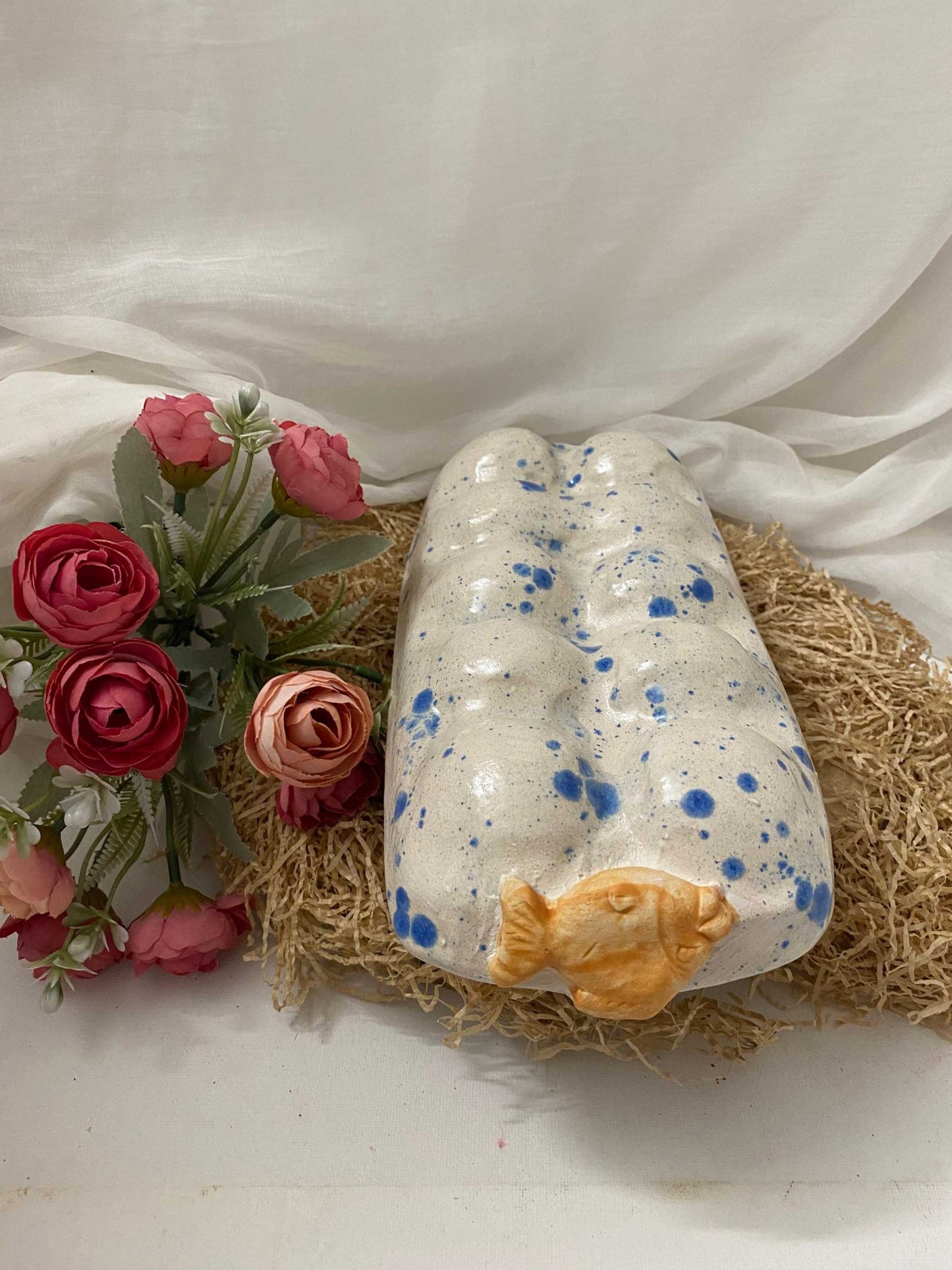 White Ceramic Egg Holder, Summer Collection