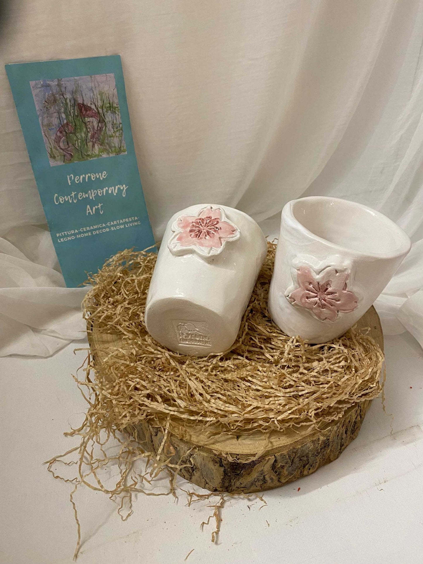 Servizio bicchieri acqua Collezione Ciliegio in ceramica bianca