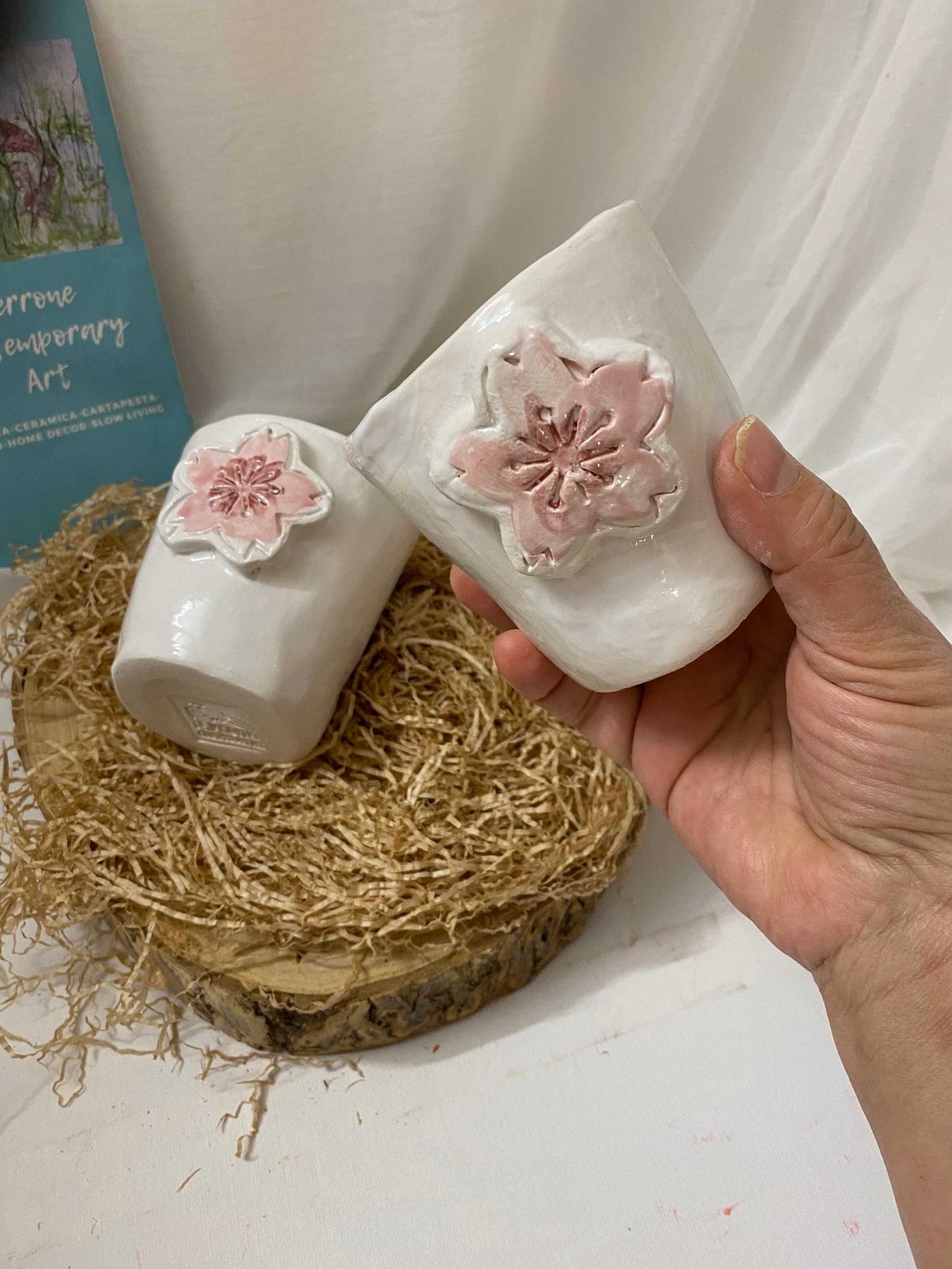 Servizio bicchieri acqua Collezione Ciliegio in ceramica bianca