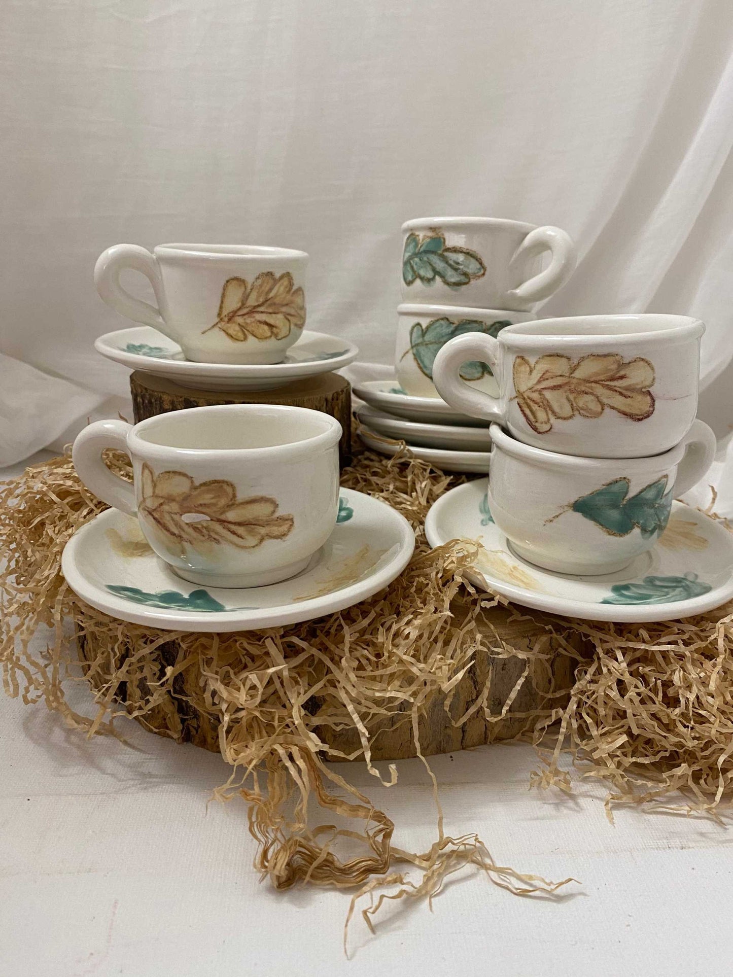 Coffee service x 6 Autumn collection in white ceramic