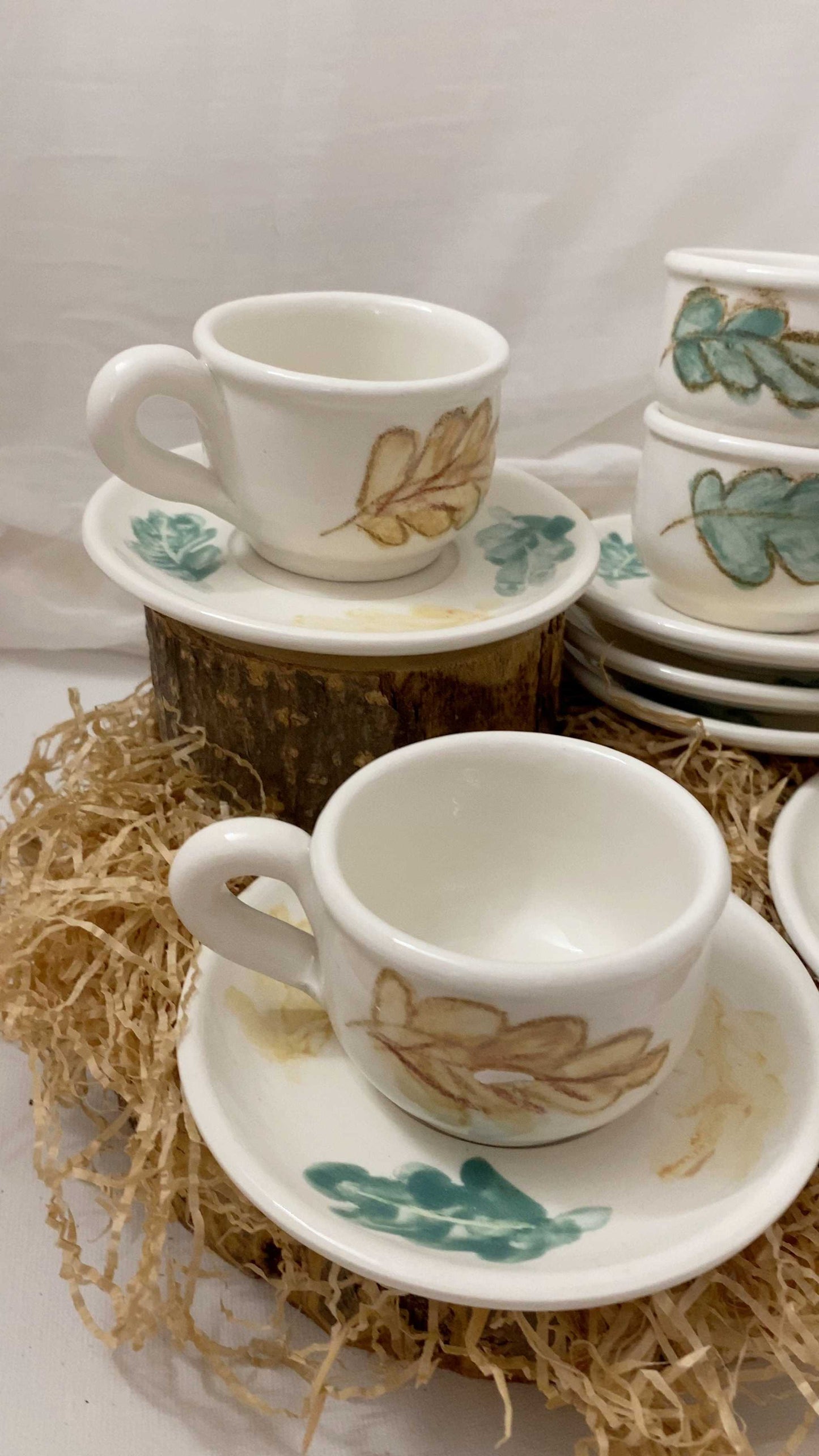 Coffee service x 6 Autumn collection in white ceramic