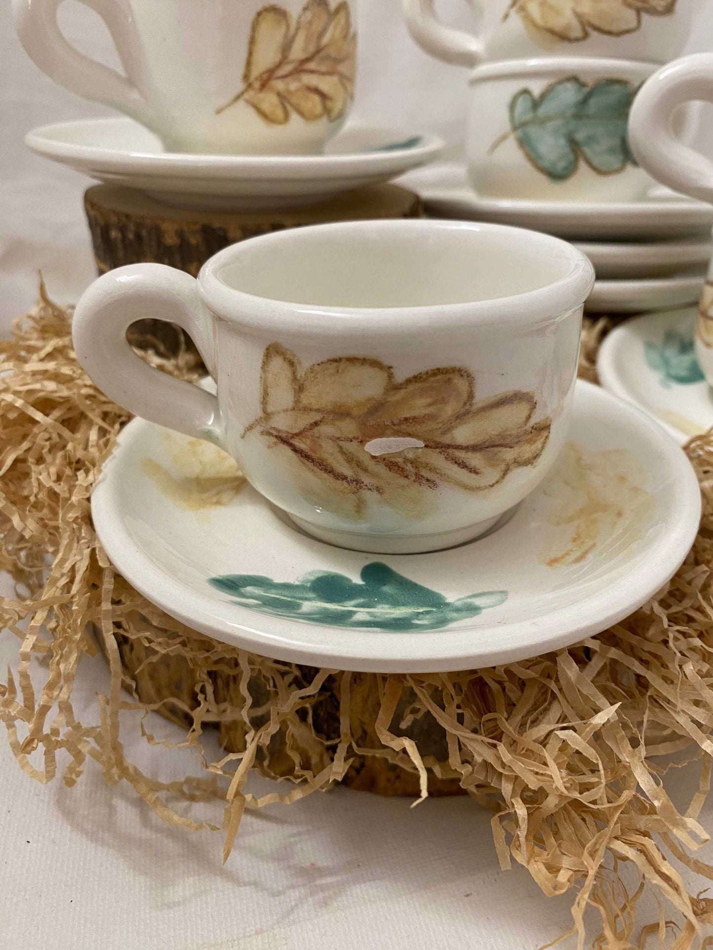 Coffee service x 6 Autumn collection in white ceramic