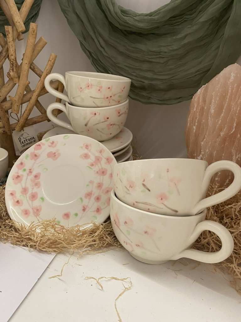 Servizio Colazione Collezione Sakura - Set da Colazione in Ceramica Bianca | Ceramiche Artigianali"