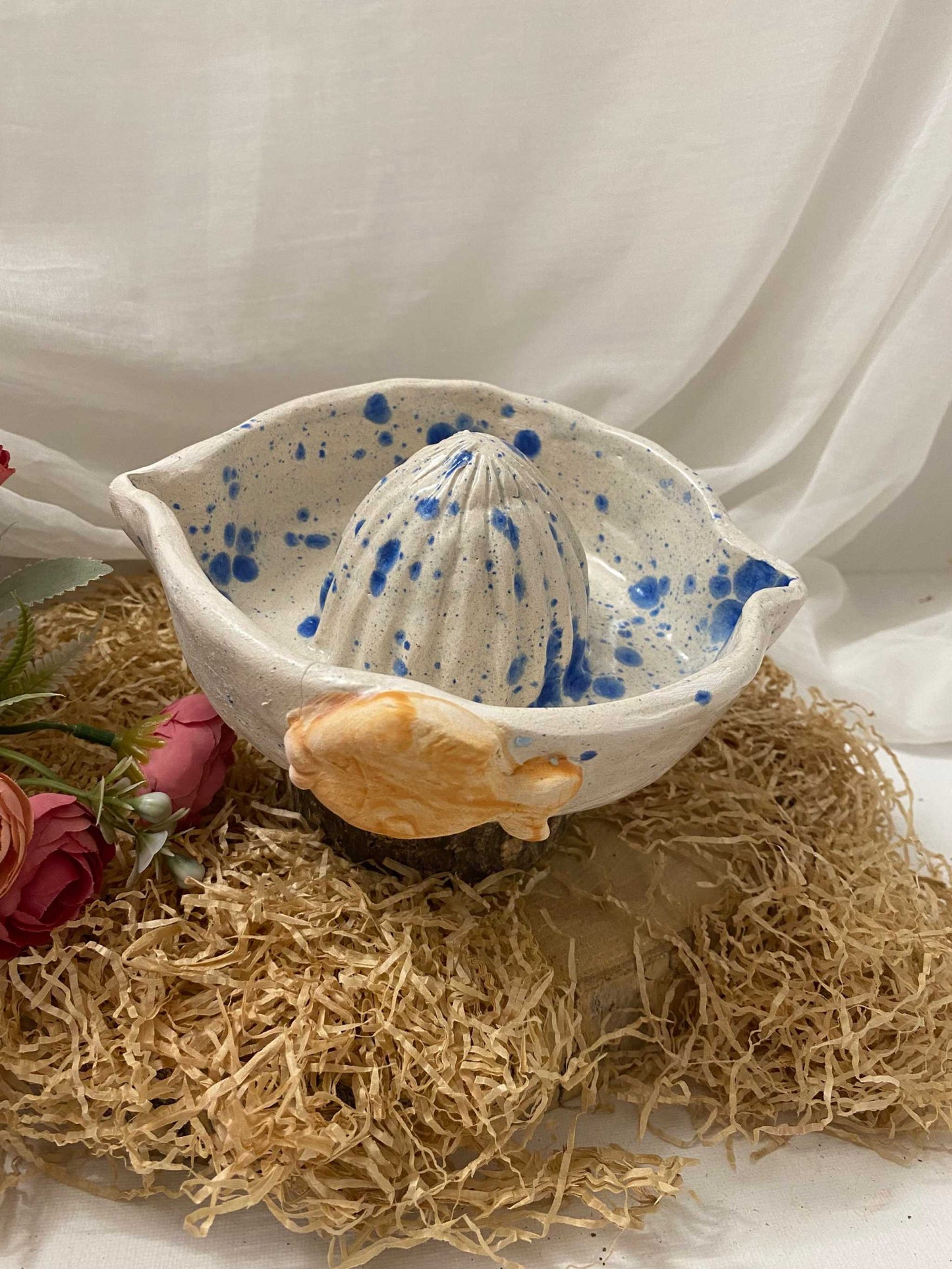White Ceramic Citrus Squeezer, Summer Collection