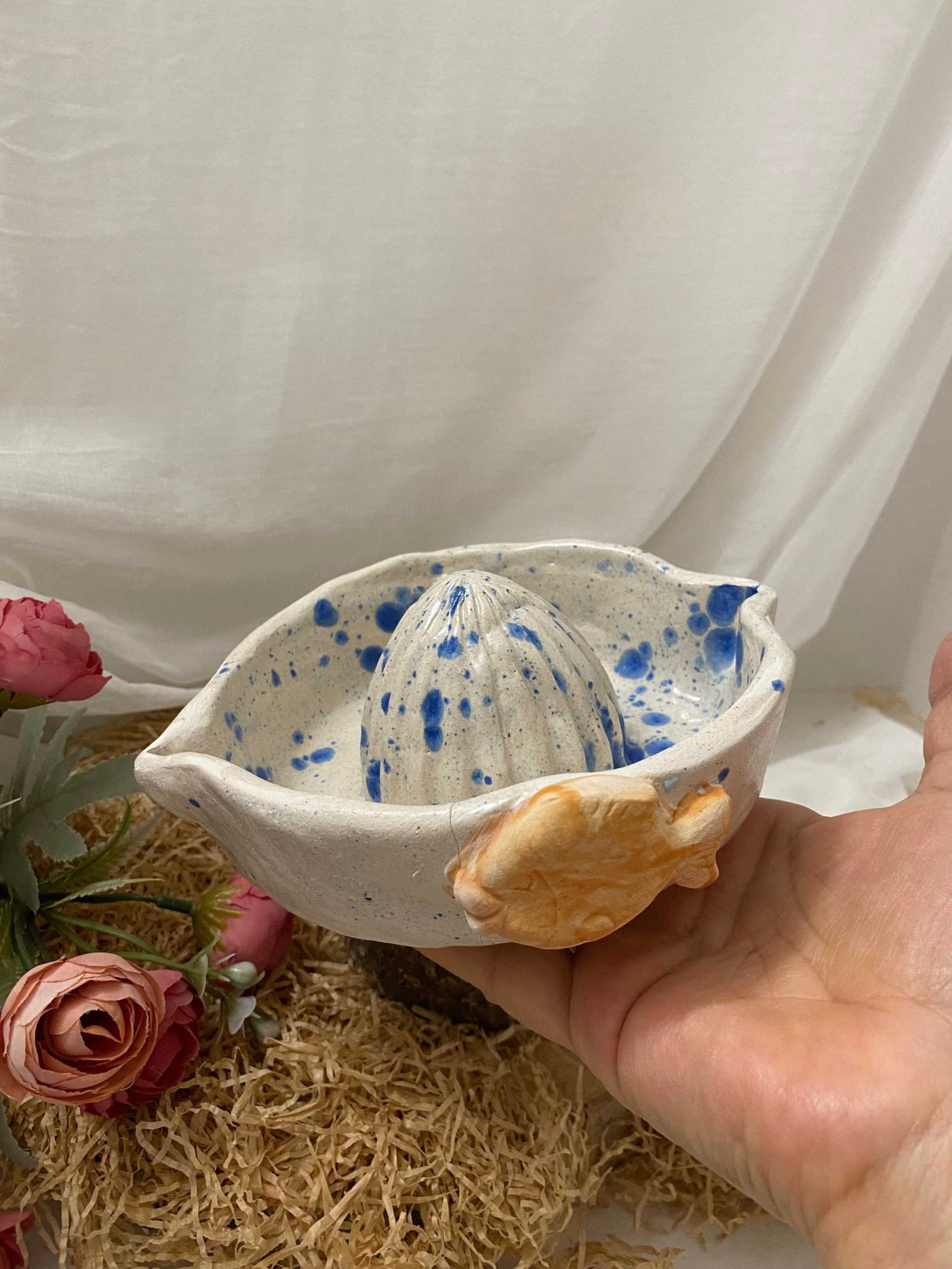 White Ceramic Citrus Squeezer, Summer Collection