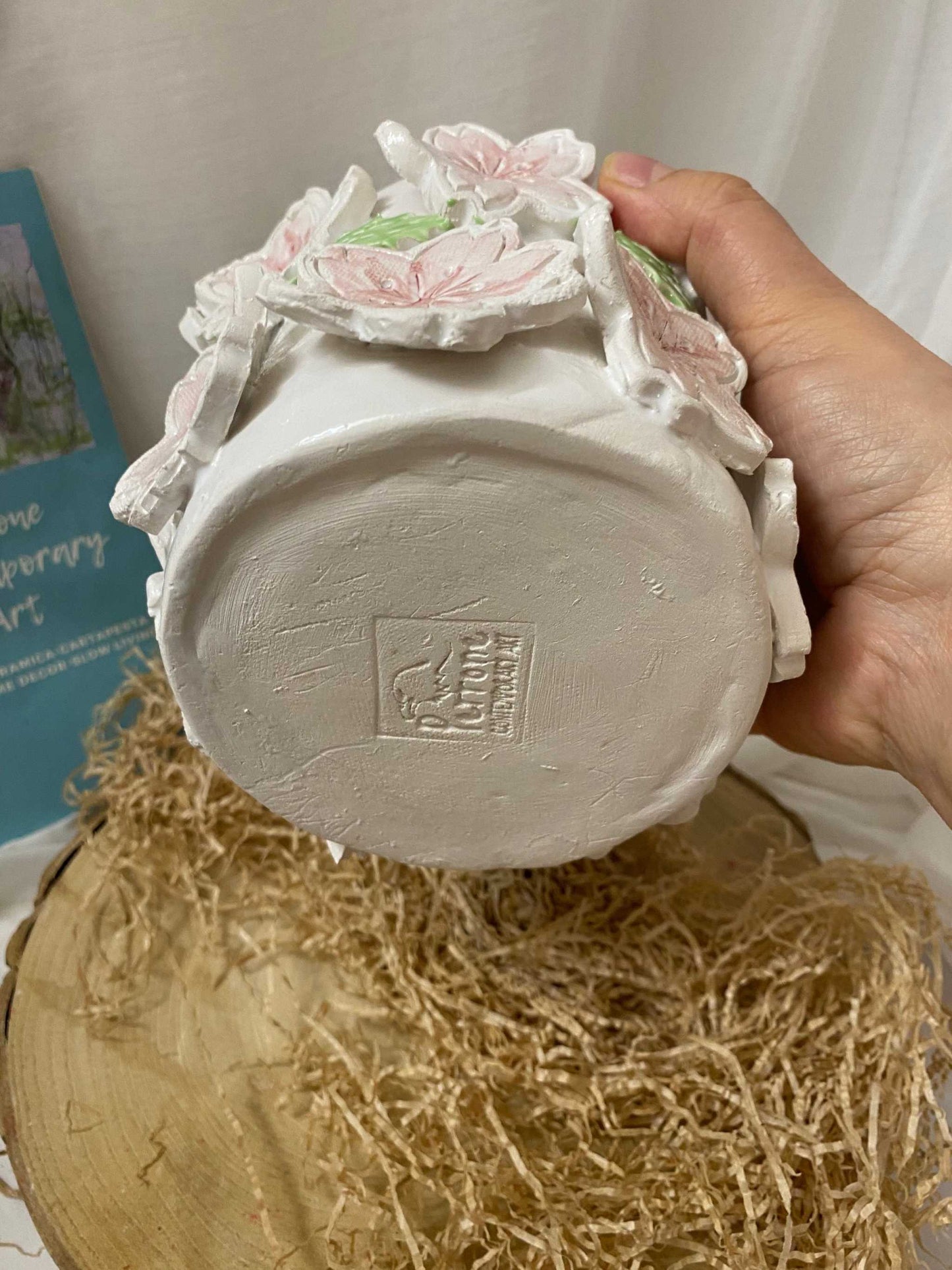 Vaso Cache Pot Collezione Ciliegio in ceramica bianca