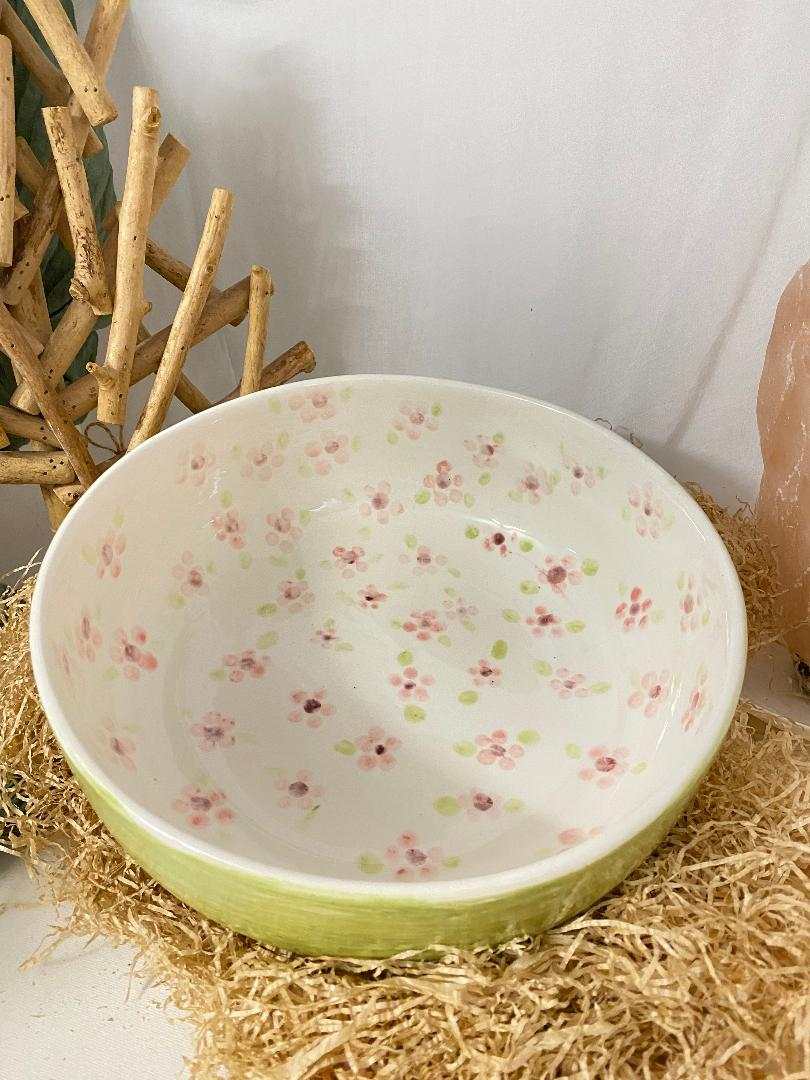 White Ceramic Salad Bowl – Spring Collection
