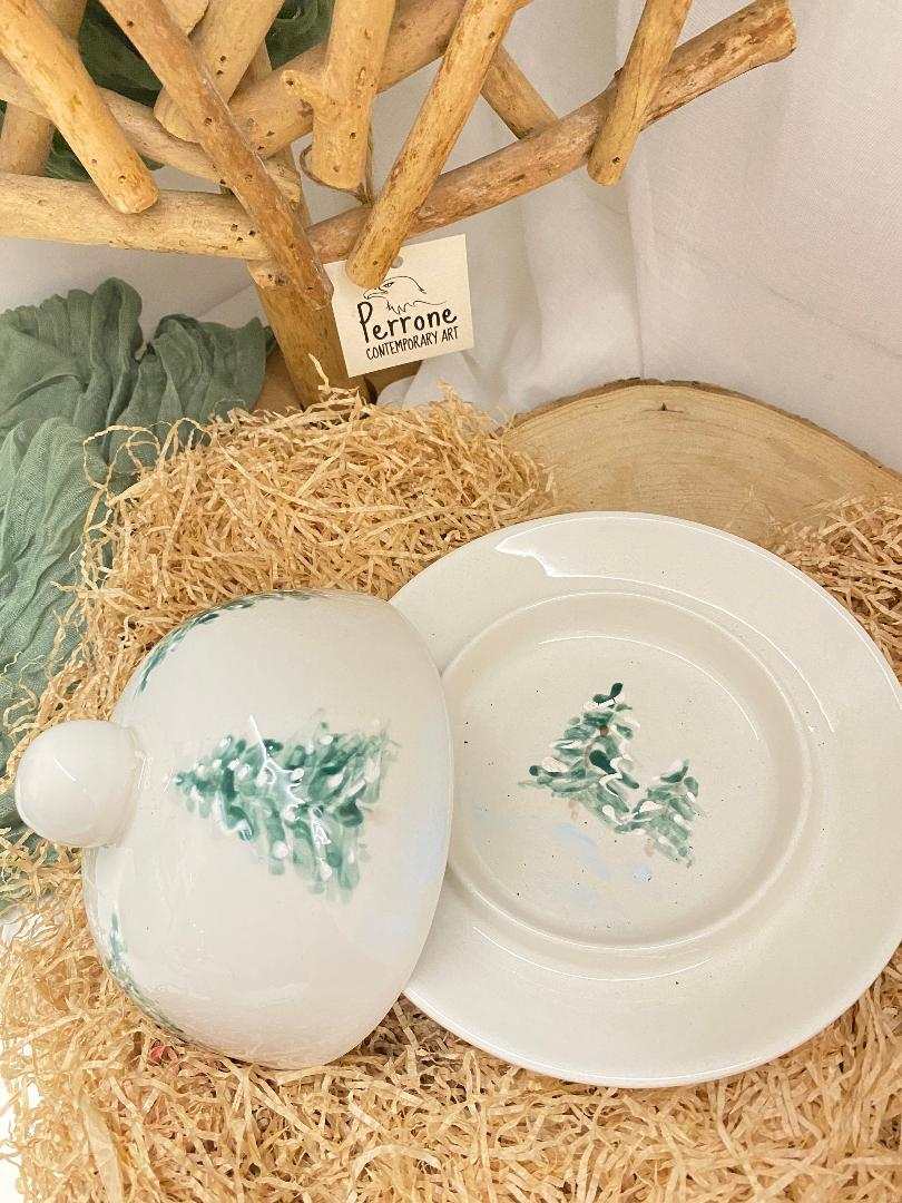 White ceramic butter dish, Winter Collection