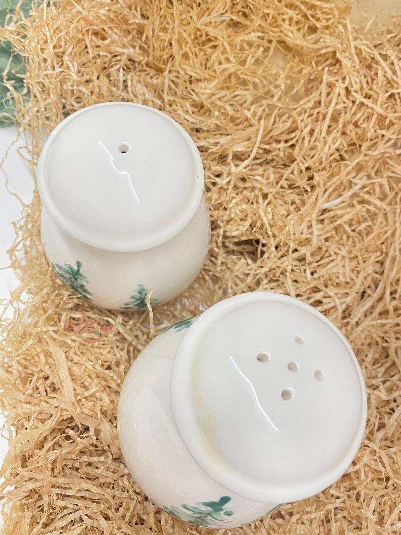 Porta sale e porta pepe Collezione Inverno in ceramica bianca