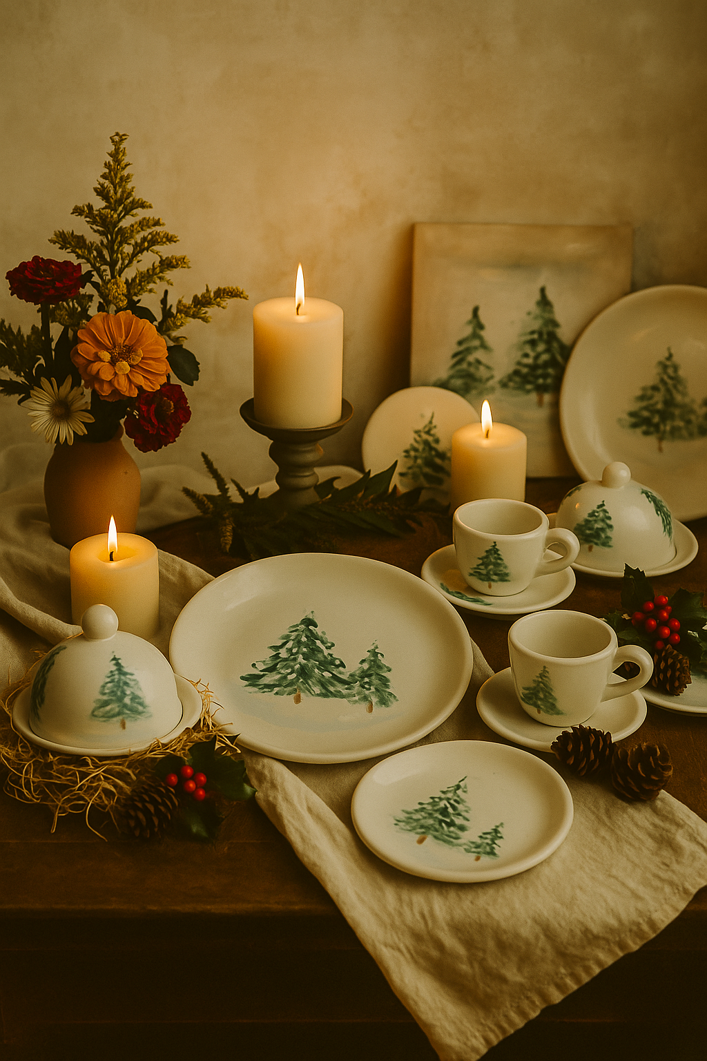 Collezione Inverno Salentina | Ceramiche Artigianali Dipinte a Mano | Tavola Slow Living Winter Salento Collection | Hand-Painted Artisan Ceramics | Slow Living Tableware