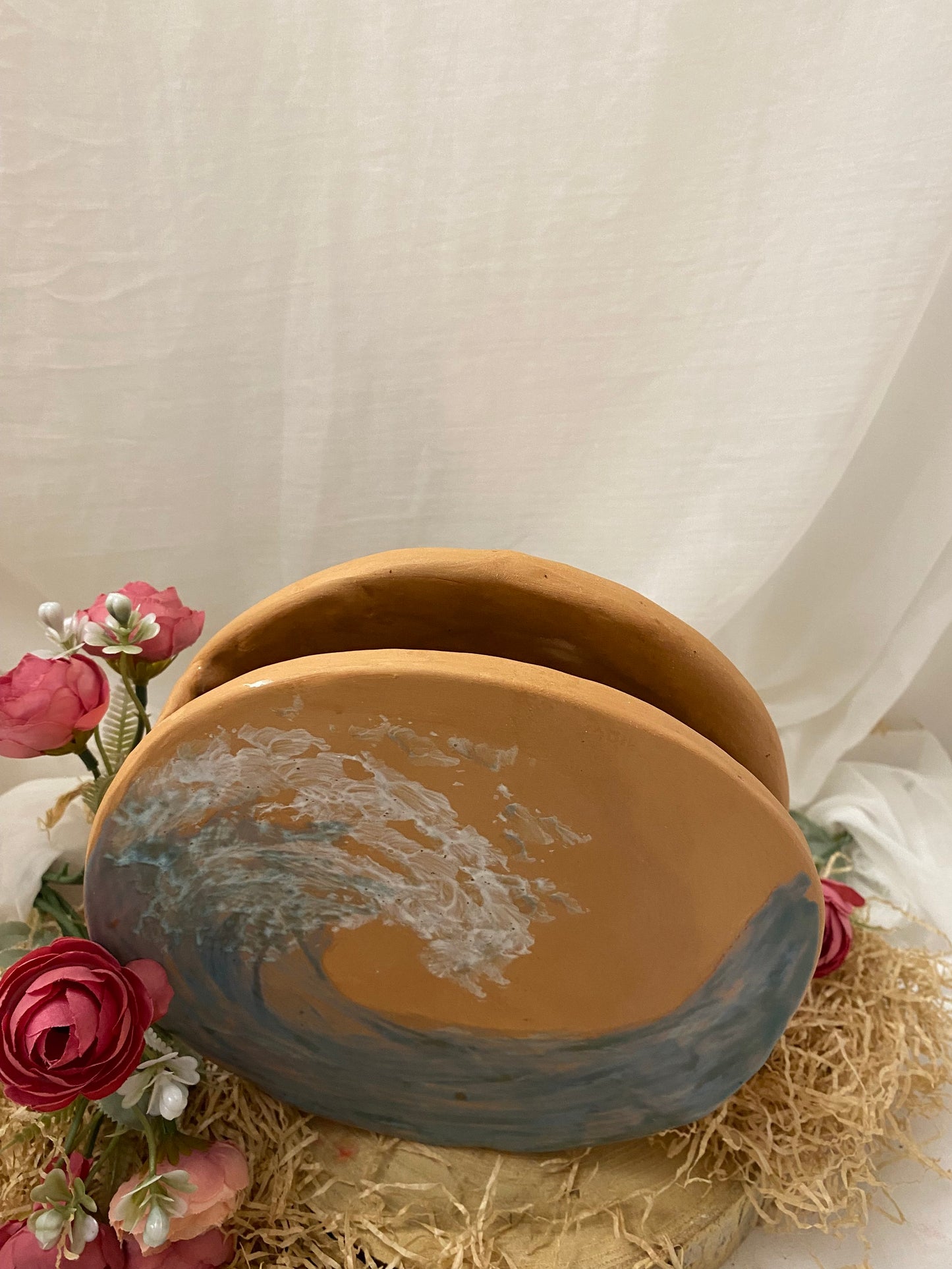 Vaso porta fiori in ceramica rossa, Collezione Mediterraneo