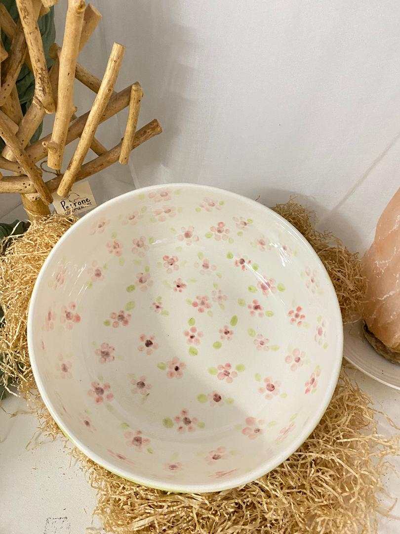 White Ceramic Salad Bowl – Spring Collection